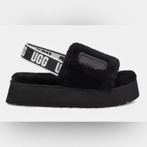 UGG Fluff Disco Slide in Black Women's Sz 9